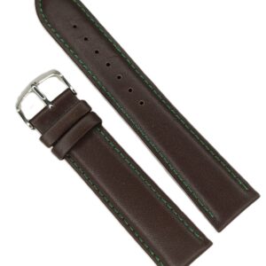 Curea Ceas Time Veranda – Piele Naturală Premium, Maro cu Cusătură Verde