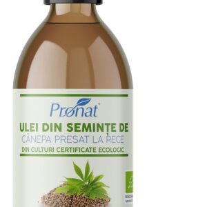 Ulei bio din seminte de canepa presat la rece, 250ml Pronat
