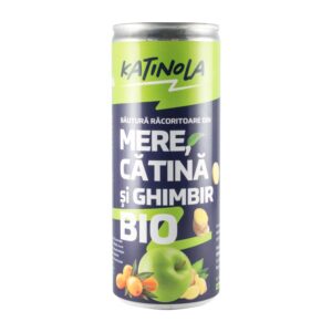 Băutură răcoritoare carbogazoasă bio din mere, cătină și ghimbir 250ml. Katinola