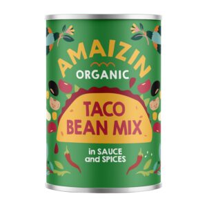 Mix bio de fasole pentru taco, în sos cu condimente, 400g Amaizin
