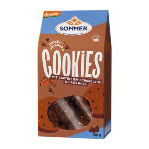 Biscuiti bio din faina de grau spelta cu ciocolata amaruie si alune, demeter, 150g Sommer