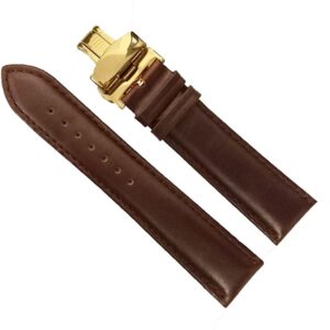 Curea ceas din piele maro Deployant auriu 14mm, 16mm, 18mm, 20mm, 22mm, 24mm WZ903