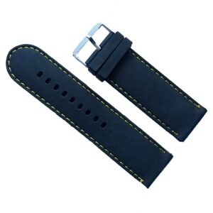 Curea Silicon Neagra Cusatura Galbena simpla 24mm, 26mm WZ931