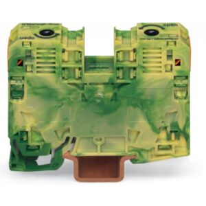 Clema Power Cage pe sina DIN conductor 6.....35 mm Wago 285-137, galben verde