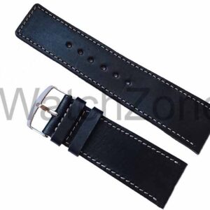 Curea ceas HAND MADE Neagra Cusatura Alba 26mm, 28mm, 30mm