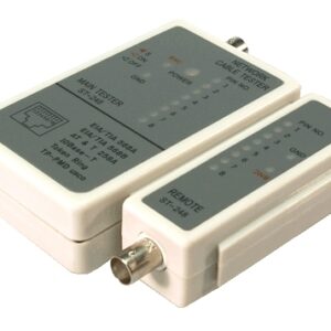 Tester cablu de retea RJ-45/BNC, cu LED-uri, verificare cabluri intrerupte si cabluri in scurt, alimentare: 1x baterie 9V neinclusa, Alb-gri, LOGILINK (WZ0011)