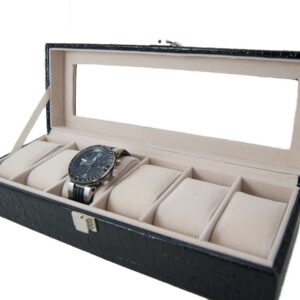 Cutie Depozitare Ceasuri Cu 6 Spatii Negru