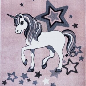 Covor copii roz cu unicorn