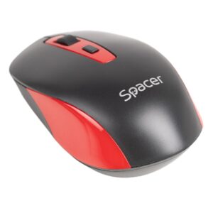 MOUSE Spacer, PC sau NB, wireless, 2.4GHz, optic, 1600 dpi, butoane/scroll 4/1, negru cu rosu, baterii incluse 2x AAA, ambalaj blister, "SPMO-WS01-BKRD" (timbru verde 0.18 lei)