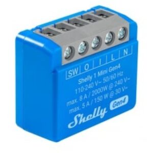 Releu inteligent Shelly 1 Mini GEN4 3800238070786, 1 canal, 8A, multiprotocol (WiFi, bluetooth, matter, zigbee)