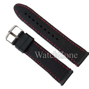 Curea ceas 22mm neagra cusatura rosie silicon WZ1424