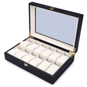 Cutie depozitare 12 ceasuri de mana Lemn Cu Furnir Negru