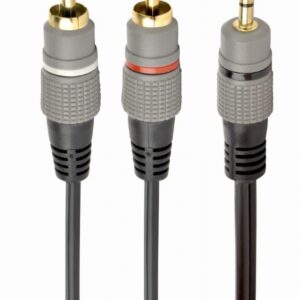 CABLU audio GEMBIRD stereo (3.5 mm jack la 2 x RCA), 1.5m, conectori auriti, "CCA-352-1.5M" (timbru verde 0.08 lei)