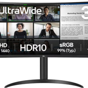 Monitor LED LG UltraWide 34WR55QK-B Curbat 34 inch UWQHD VA 5 ms 100 Hz USB-C HDR
