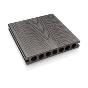 Placă Deck 3D Gri din WPC 145x24mm L 3800mm Structura cu Gol Rotund pentru Rezistenta Sporita 60-401