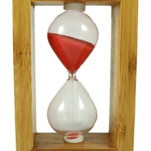 Clepsidra nisip roz / verde cadru din lemn masiv de bambus