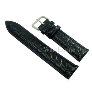 Curea Ceas WatchZone din Piele Naturală Neagră cu Imprimeu Crocodil, Dublu Strat, Interior Crem, Model WZ1613 (12mm - 26mm)