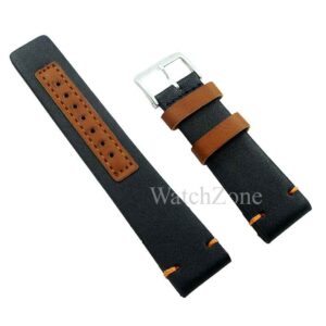 Curea de ceas 20mm, 22mm, 24mm neagra insertii maro Matteo Ferari WZ1615