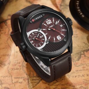 Ceas barbatesc CURREN original negru / maro inchis