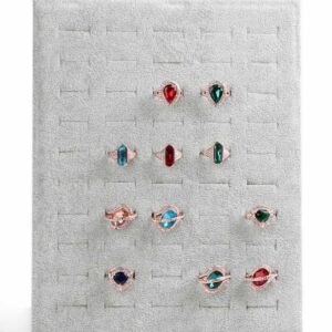 Suport inele 50 spatii catifea gri