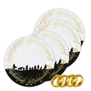 Set 4 farfurii + 4 inele pentru servetele - Lord of the Ring - Fellowship of the Ring