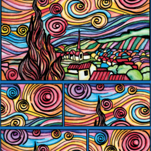 Cutie depozitare colorabila, cu 12 carioci incluse - Van Gogh