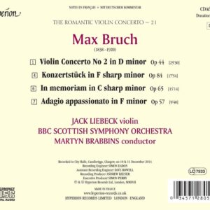 Bruch: Violin Concerto No 2, Op 44 / Adagio Appassionato, Op 57 / In Memorian, Op 65 / Konzertstuck, Op 84