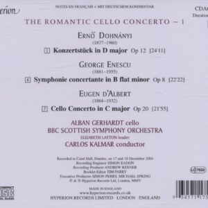 Dohnanyi: Konzertstuck In D Major Op 12 / Enescu: Symphonie Concertante In B Flat Minor Op 8 / d'Albert: Cello Concerto In C Major Op 20