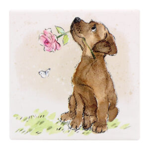 Suport pahar - Dog with Rose