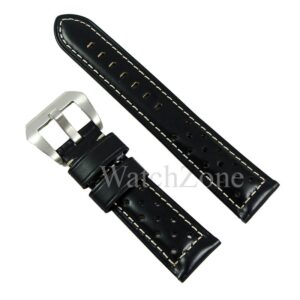 Curea Ceas Neagra Cusatura Alba 20mm 22mm 24mm