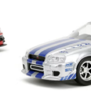 Set 2 masinute metalice - Fast & Furious Legacy Series - Mitsubishi Lancer Evolution IX si Nissan Skyline GT-R(BNR34) a lui Brian