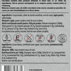 Ciocolata neagra cu lapte si cafea - Livstory, 65g