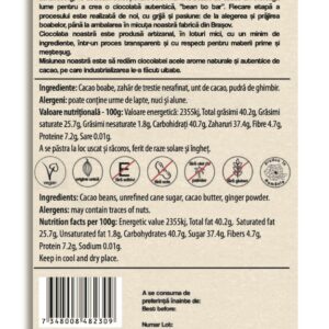 Ciocolata neagra cu ghimbir - Livstory, 65g