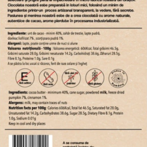 Ciocolata alba cu dovleac si scortisoara - Livstory, 65g