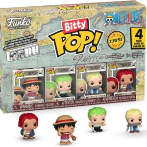Set 4 figurine One Piece - Monkey D. Luffy, Roronoa Zoro, Aye-Hand Morgan, Shanks - Bitty Pop! - Funko