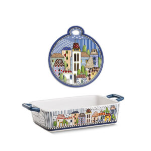 Set suport farfurie + tava - Paese Mio - Albastru