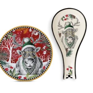 Set suport tacamuri + suport pahar - Ren de Craciun