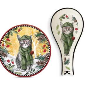 Set suport tacamuri + suport pahar - Christmas Cat