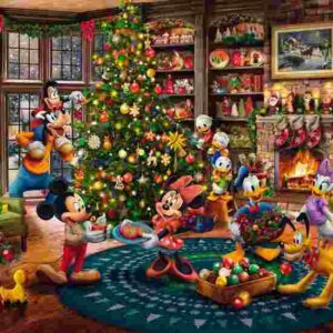Puzzle 1000 piese - Disney - Mickey & Minnie impodobesc bradul