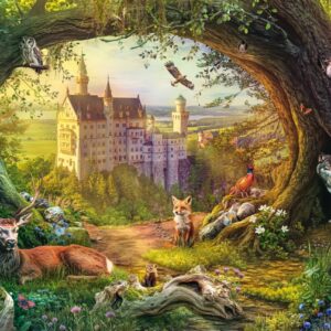 Puzzle 1000 piese - Castel de basm si magia padurii