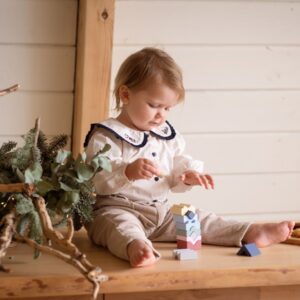 Set de constructie - Cubica - Turn - Pastel, 12 piese