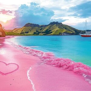 Puzzle 1000 piese - SUA - Plaja Tropicala Roz