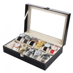 Casetă Colecționar „Grand Horizon” – 12 Locuri pentru Ceasuri Negru