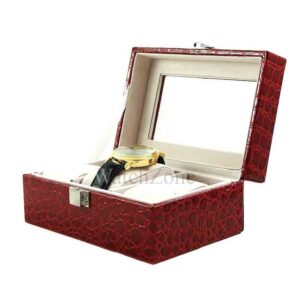 Caseta Ceasuri 3 Spatii Piele Ecologica Bordeaux / Maro WZ1540