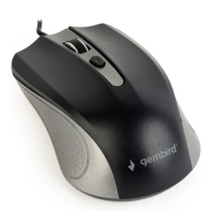 MOUSE GEMBIRD, PC sau NB, cu fir, USB, optic, 1200 dpi, butoane/scroll 4/1, , negru / gri, "MUS-4B-01-GB" (timbru verde 0.18 lei)