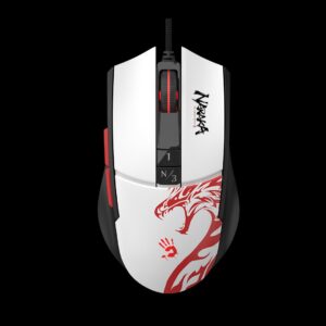 MOUSE A4tech - gaming, "Bloody co-branded Naraka", cu fir, USB, optic, 12000 cpi, butoane/scroll 10/1, alb, "L65 Max" (include TV 0.18lei)