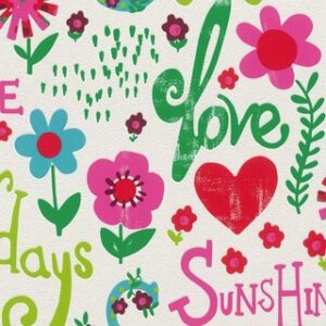 Tapet model floral multicolor pe fundal bej pentru camera copiilor D503159E