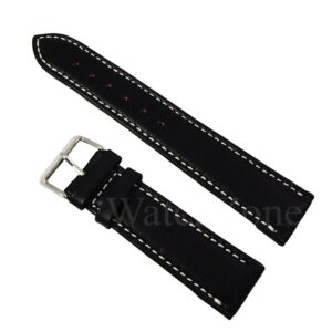 Curea ceas piele naturala neagra cusatura alba 20mm 22mm 24mm WZ1625