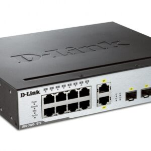 Switch L2 cu management 8 port-uri Gigabit, 2 sloturii Combo Gigabit/SFP, D-LINK 'DGS-3000-10TC'
