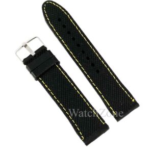 Curea Ceas Silicon Negru Cusatura Galbena 22mm WZ1939